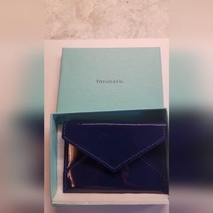 Tiffany & Co Navy Patent Leather Snap Close  Card Case